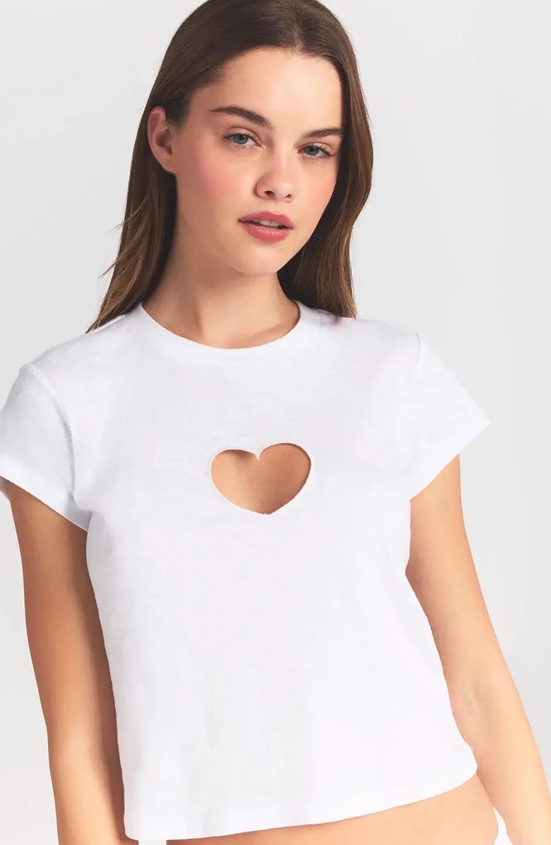 SKIMS Worn In Jersey Pajama Baby Tee, Alternate, color, Snow