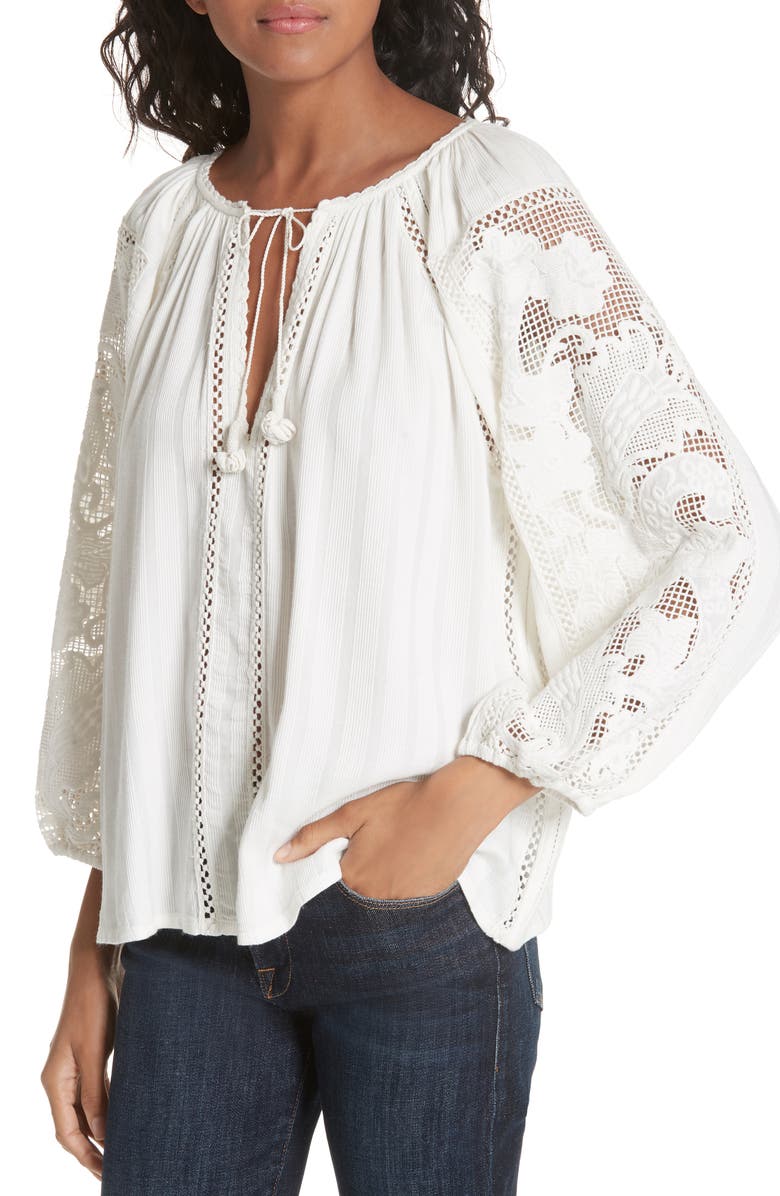 Ulla Johnson Miska Crochet Blouse, Alternate, color, 