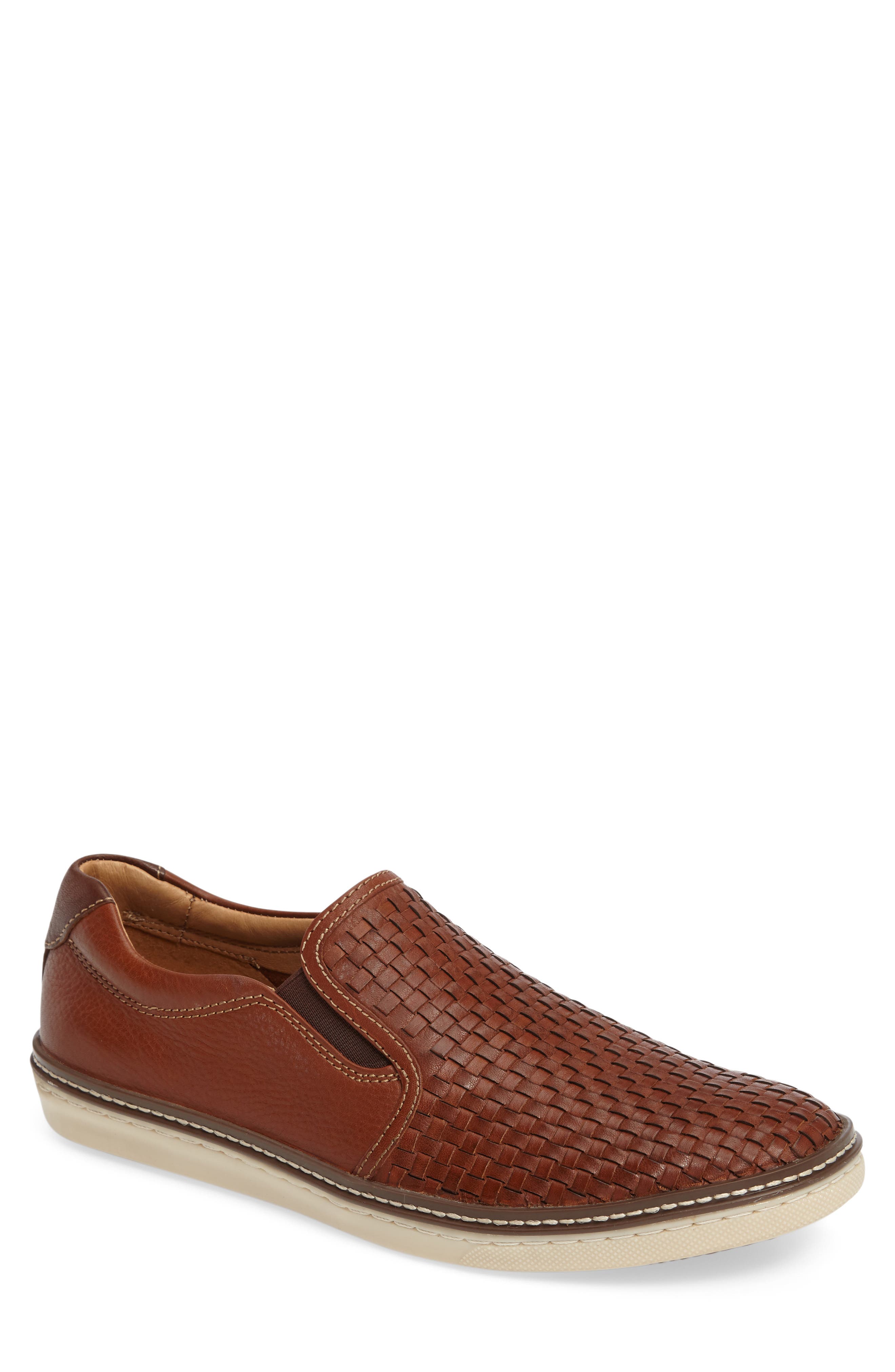 McGuffey Woven Slip-On Sneaker, Main, color, TAN LEATHER