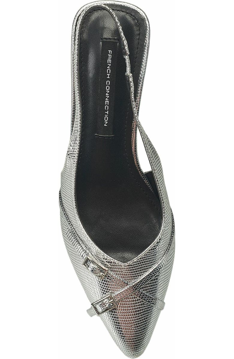 French Connection Buckles Slingback Kitten Heel, Alternate, color, Silver