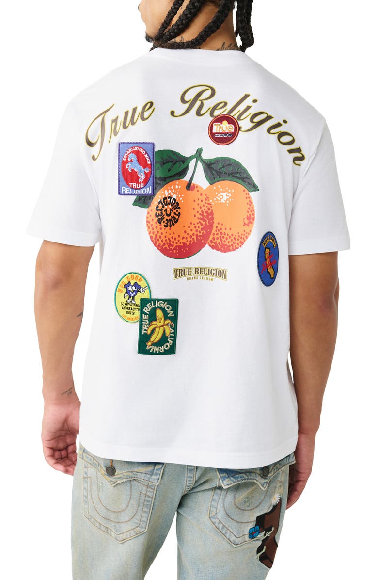 True Religion Orchard Stamps Heavyweight Cotton Graphic T-Shirt, Alternate, color, Optic White
