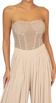 JLUXLABEL Want It All Open Stitch Strapless Bustier Top