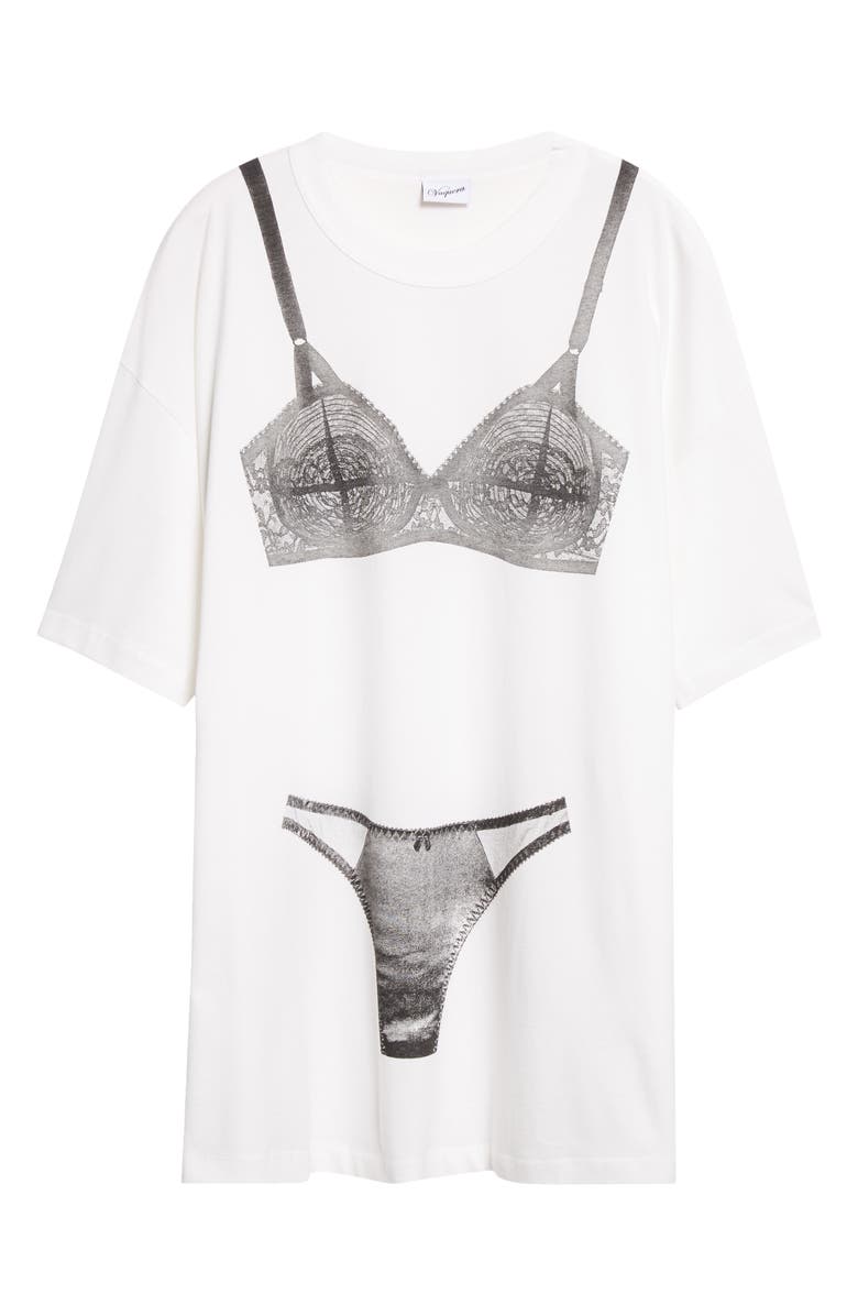 Vaquera Trompe l'Oeil Lingerie Tall Graphic T-Shirt, Alternate, color, Off White 1
