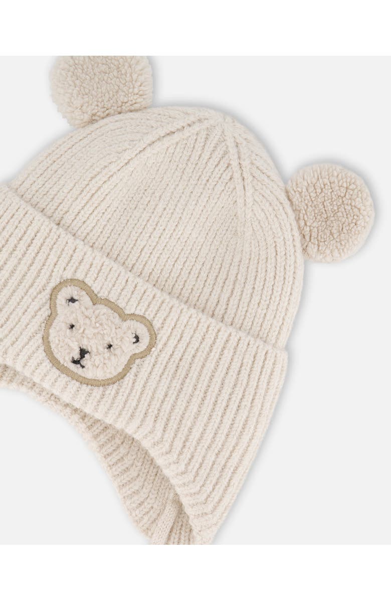 Deux par Deux Gender Inclusive Lined Winter Knit Hat with Ear Flaps, Alternate, color, Off-White