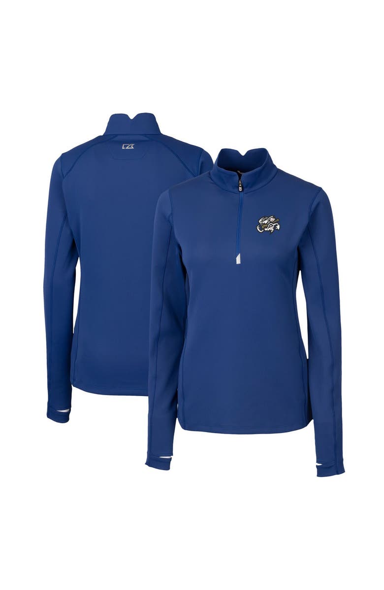 Cutter & Buck Women's Cutter & Buck  Blue Omaha Storm Chasers Traverse DryTec Stretch Quarter-Zip Pullover Top, Main, color, 