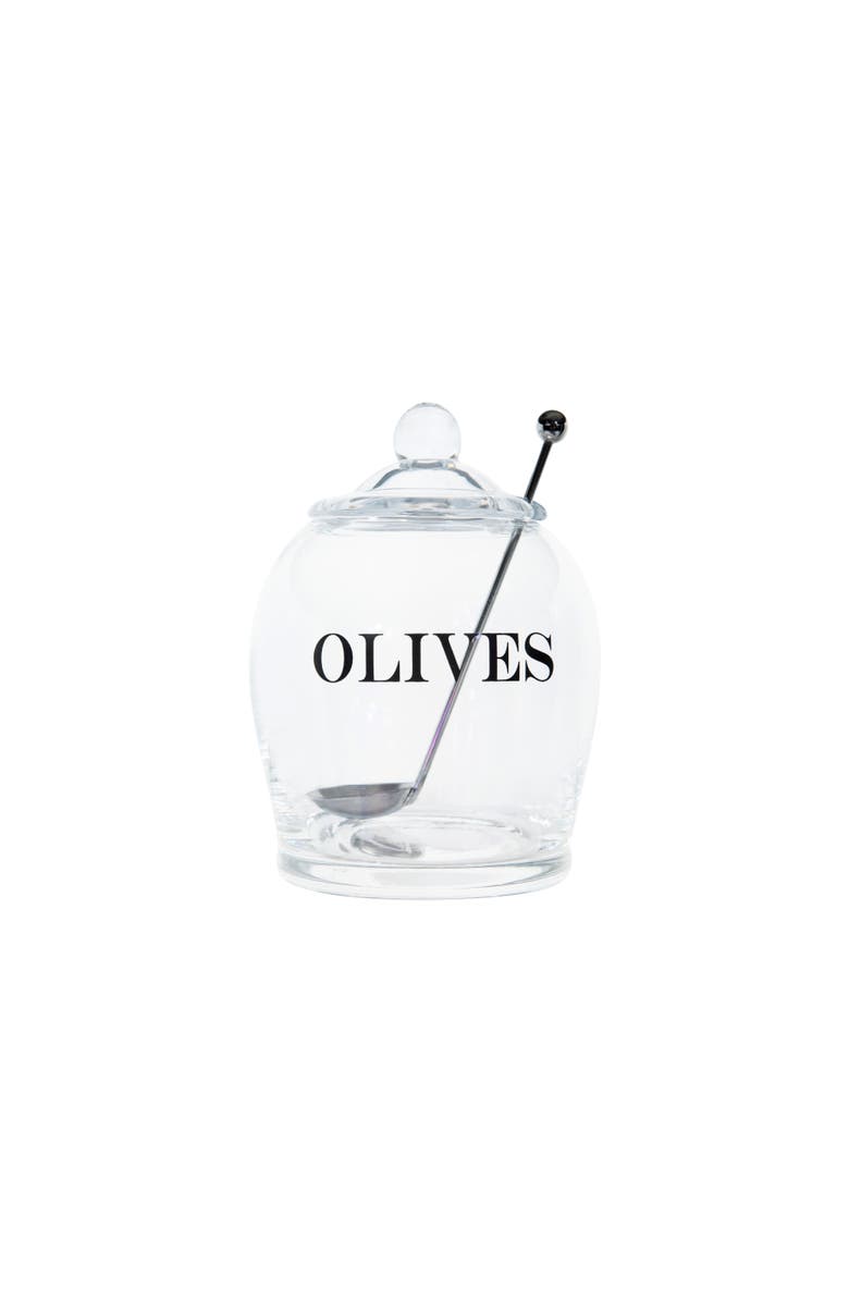 Storied Home "OLIVE" Jar with Lid & Slotted Spoon, Main, color, Clear