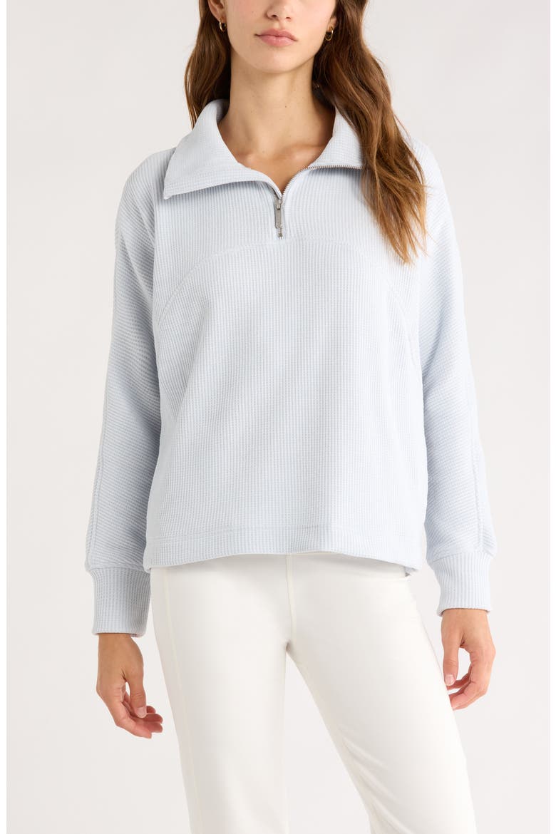 Half Zip Waffle Stitch Sweatshirt, Main, color, BLUE ANCIENT MARL