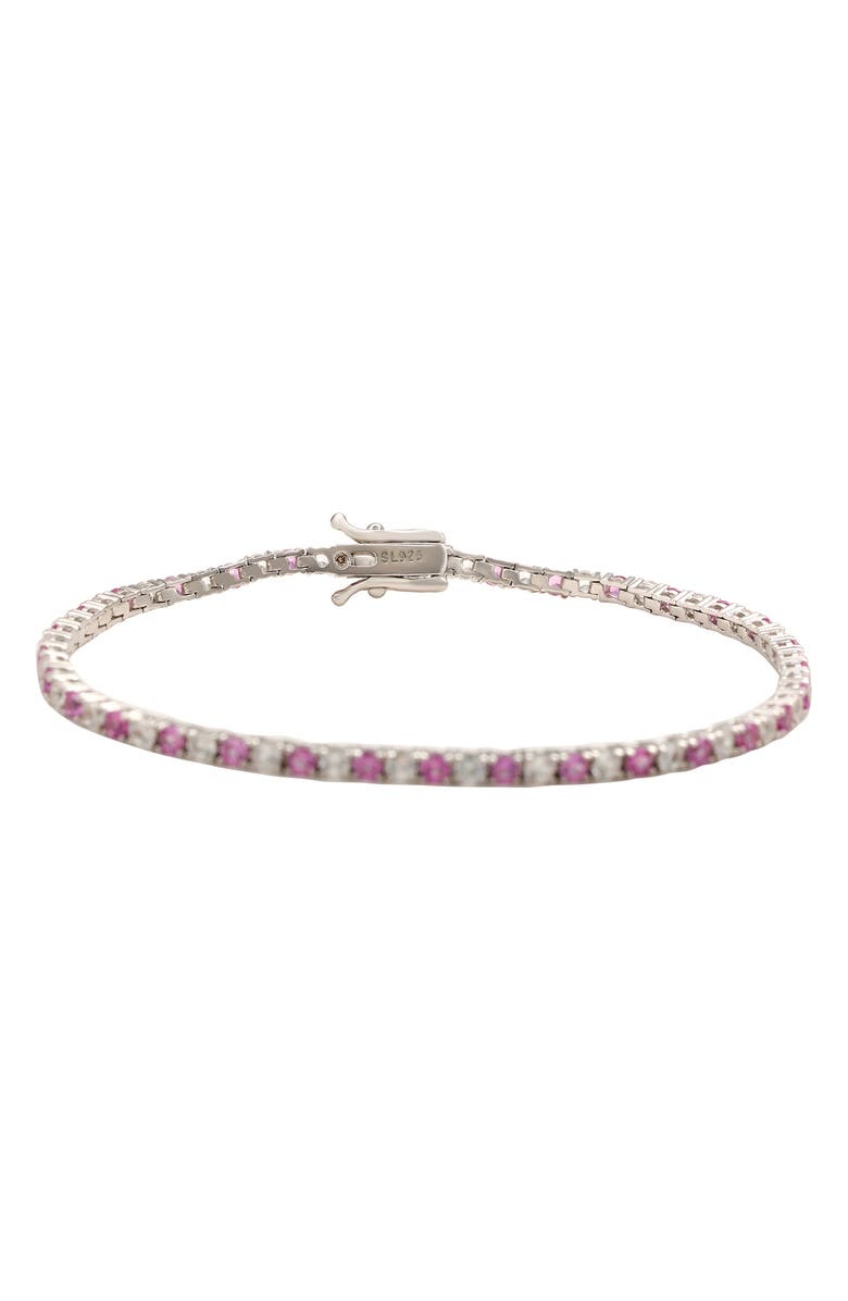 SUZY LEVIAN Sterling Silver White Sapphire Pink Sapphire Tennis Bracelet, Alternate, color, Pink