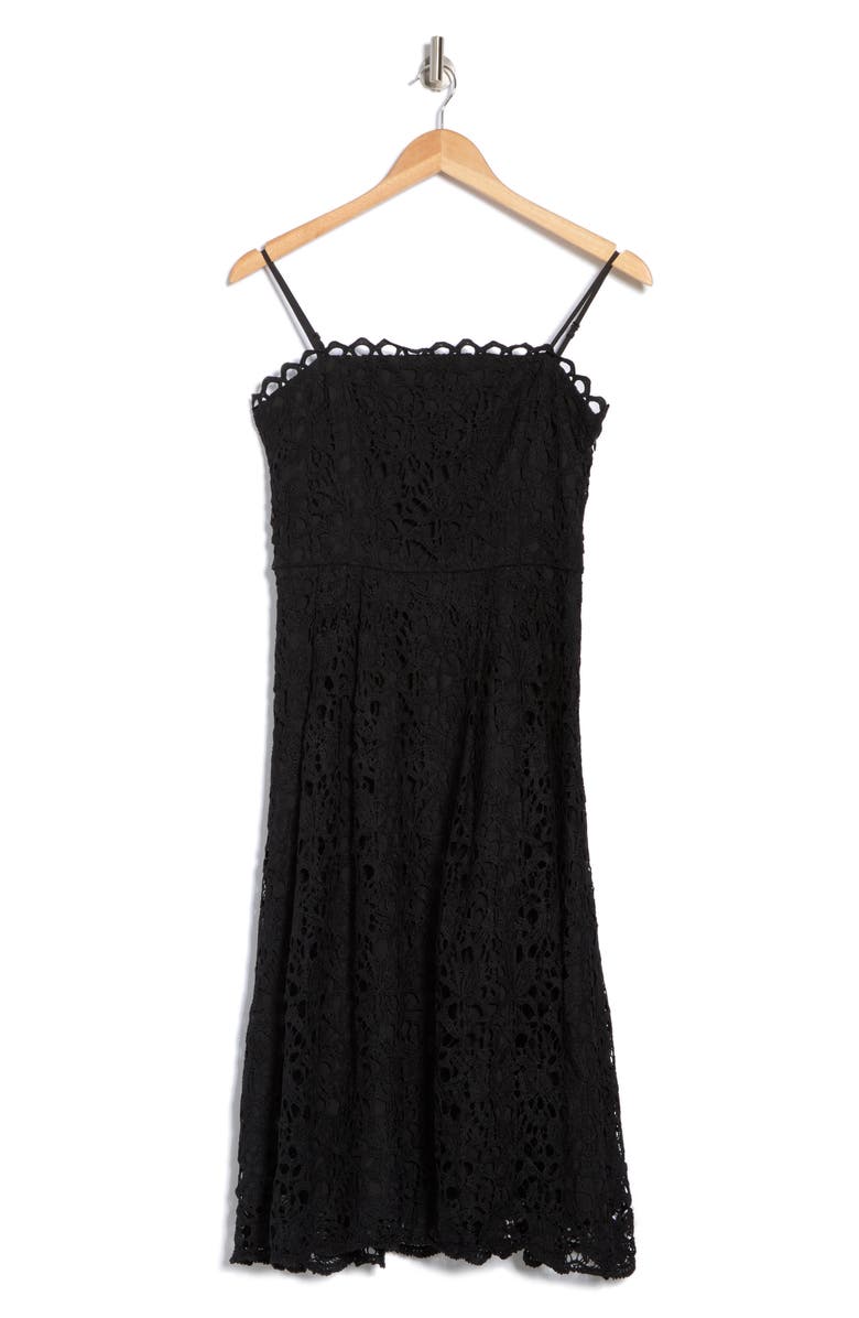 NSR Floral Lace Midi Dress, Alternate, color, Black