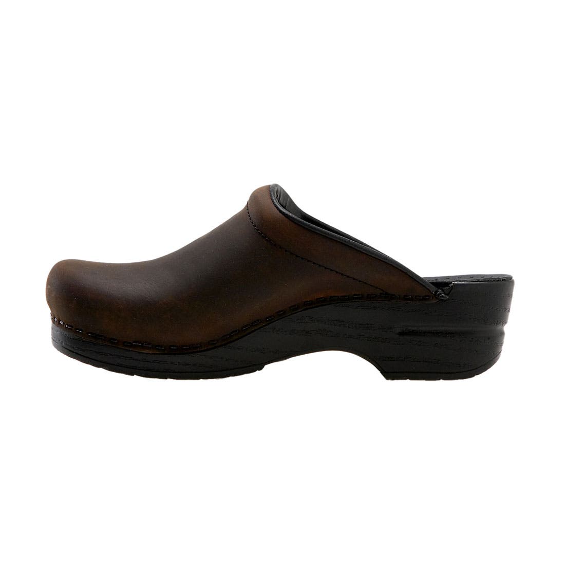 'Sonja' Oiled Leather Clog, Alternate, color, ANTIQUE BROWN OILED