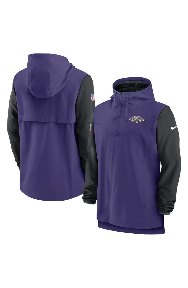Nike Men's Nike Purple/Black Baltimore Ravens Sideline Player Quarter-Zip Hoodie, Alternate, color,