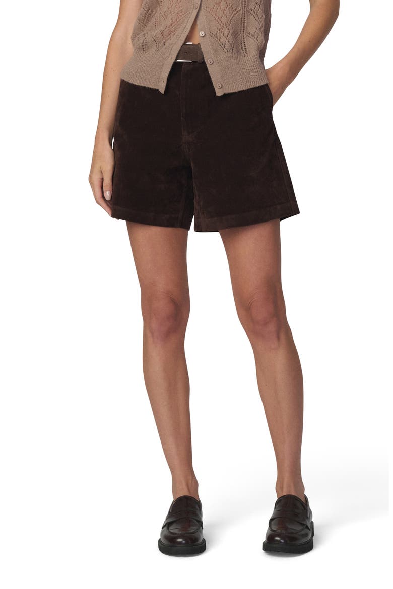 Harlowe Faux Suede Shorts, Main, color, DARK CHOCOLATE