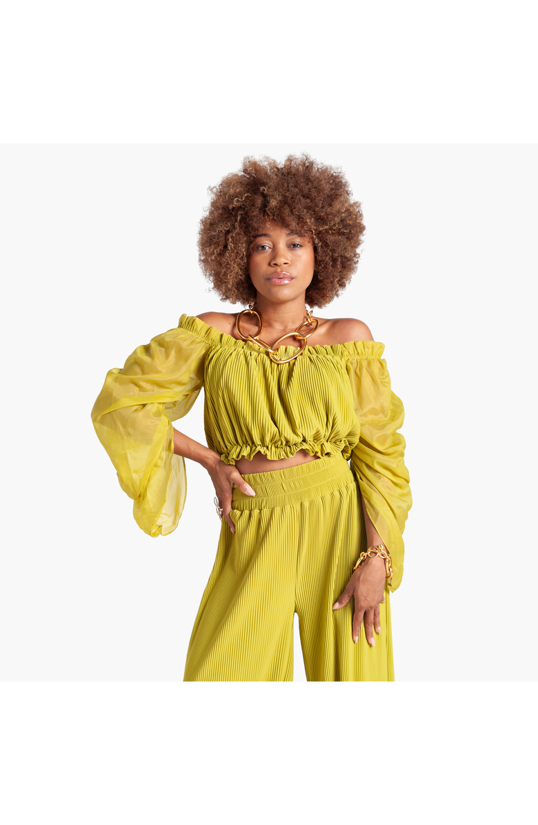 RICHANTEE Off Shoulder Pleated Top, Main, color, Lime