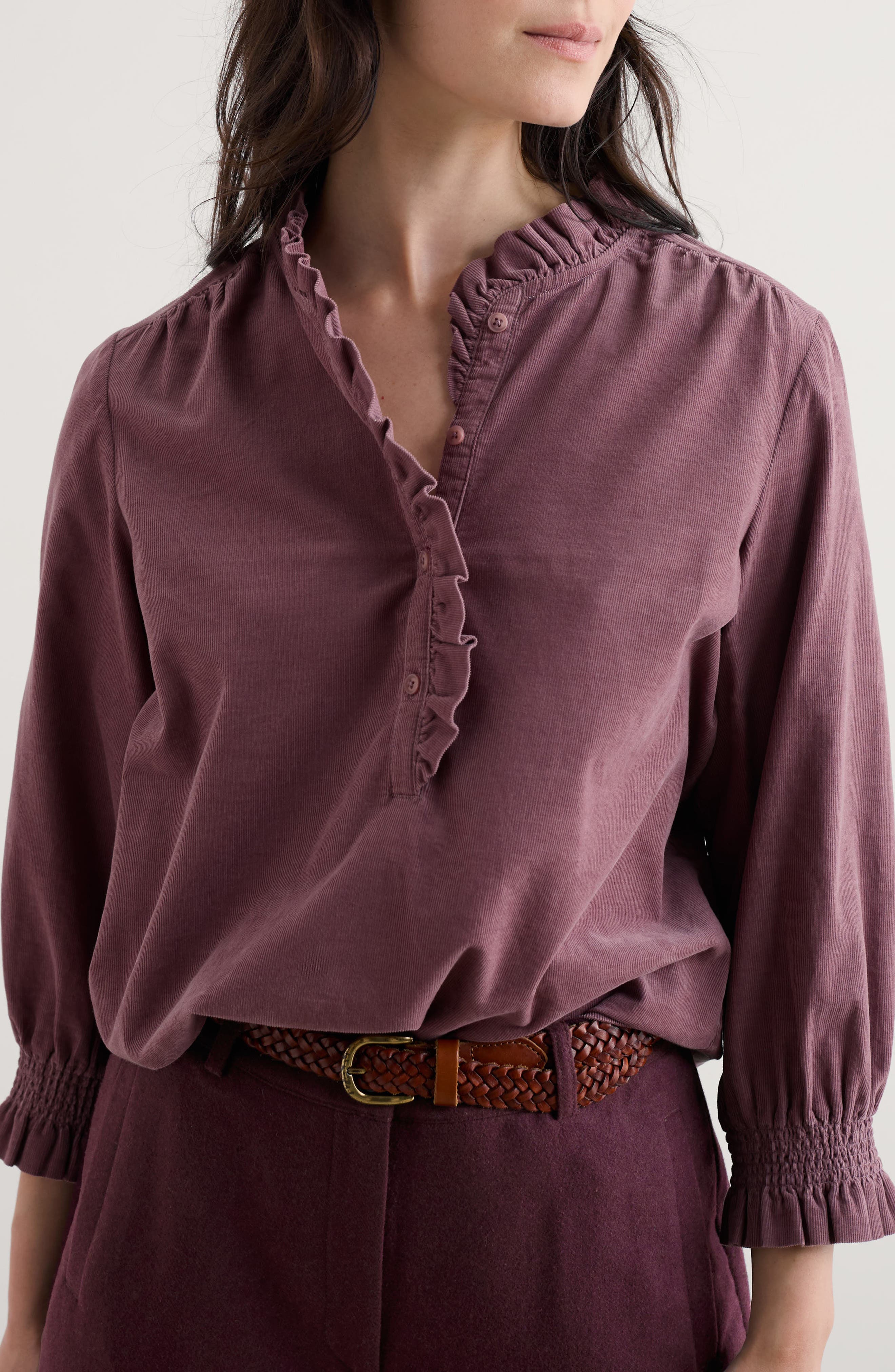 Feather Star Ruffle Corduroy Top - image 3