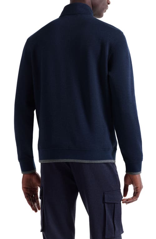 Bugatchi Heathered Quarter Zip Pullover In Blue