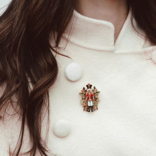 Bill Skinner Studio Nutcracker And Holly Brooch