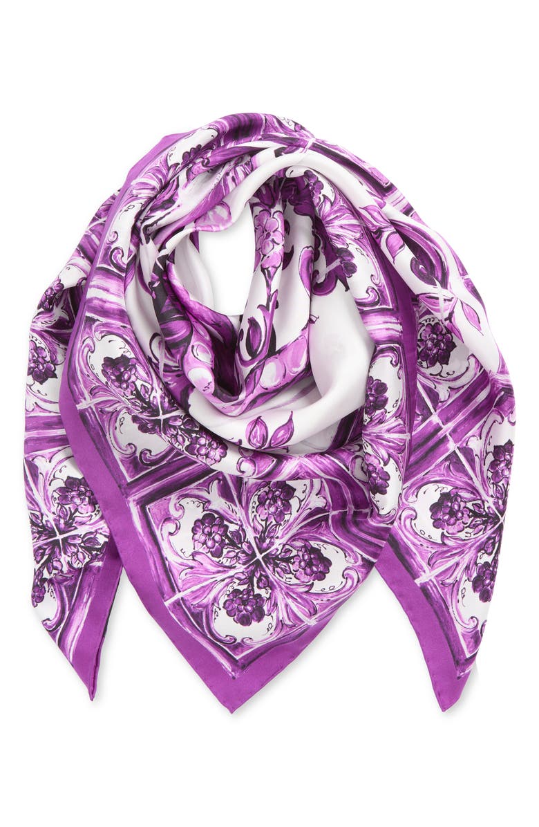 Dolce&Gabbana Mediterraneo Square Silk Scarf, Alternate, color, Hp3oa Azulejos Fdo Viola