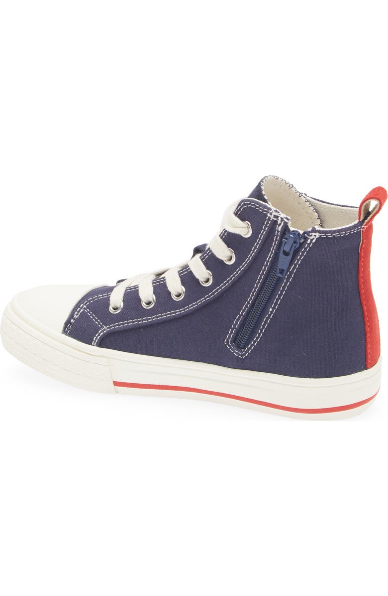 Mini Boden Kids' Canvas High Top Sneaker, Alternate, color, Navy Badges