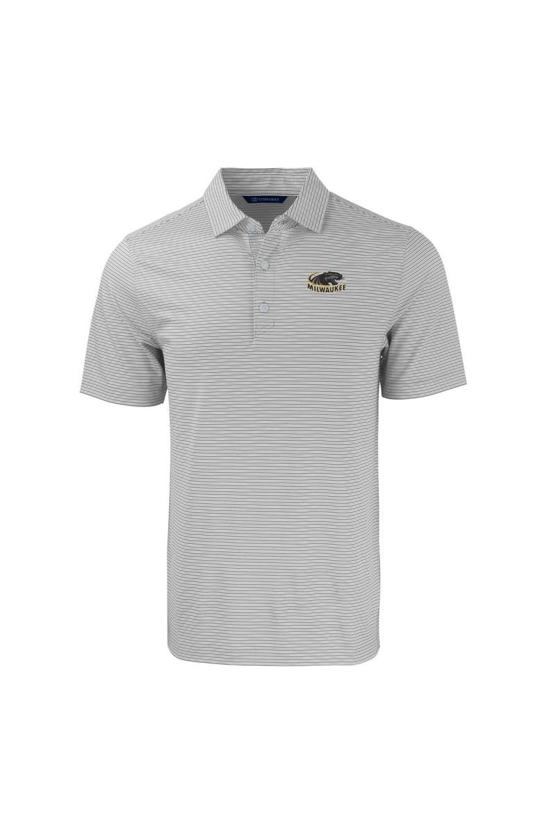 Cutter & Buck Men's Cutter & Buck  Gray/White Wisconsin-Milwaukee Panthers Forge Eco Double Stripe Stretch Recycled Polo, Alternate, color, 