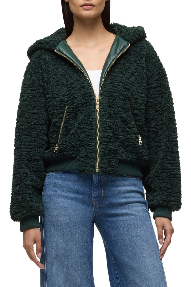 Faux Shearling Jacket, Main, color, DARKEST SPRUCE