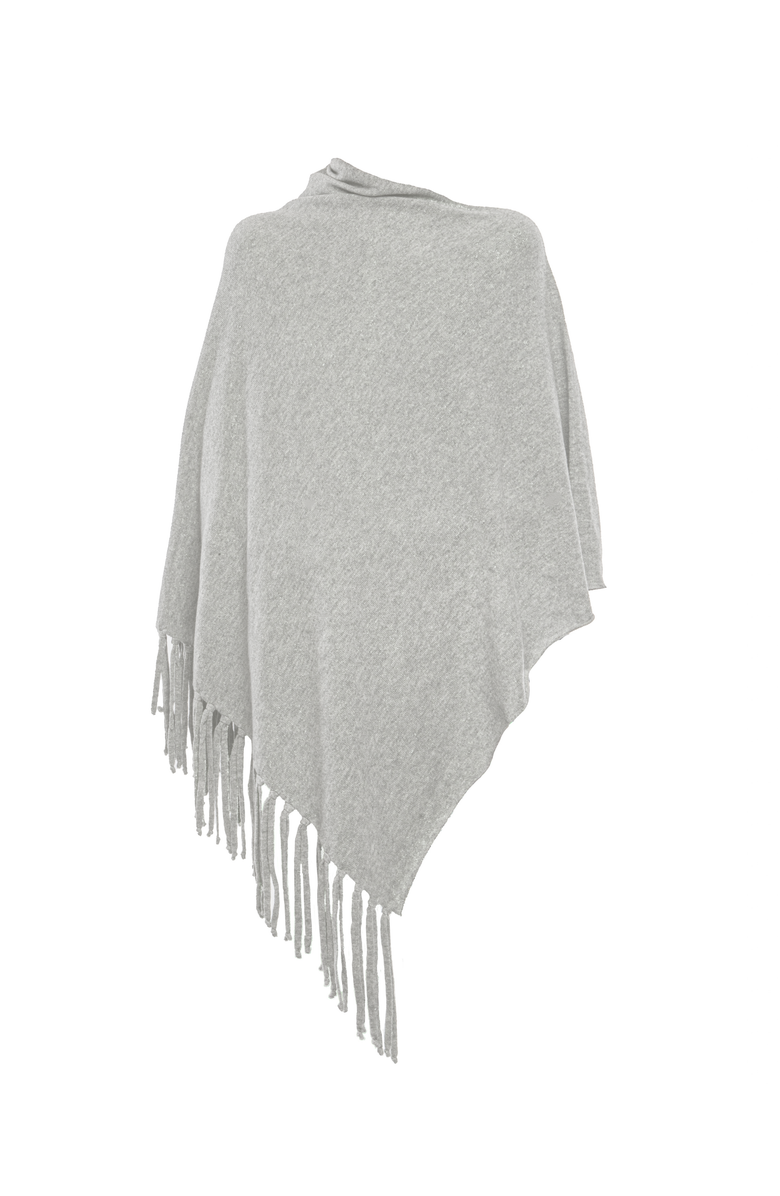 Monticelli Cashmere Pure Cashmere Poncho with Fringes, Alternate, color, Light Gray
