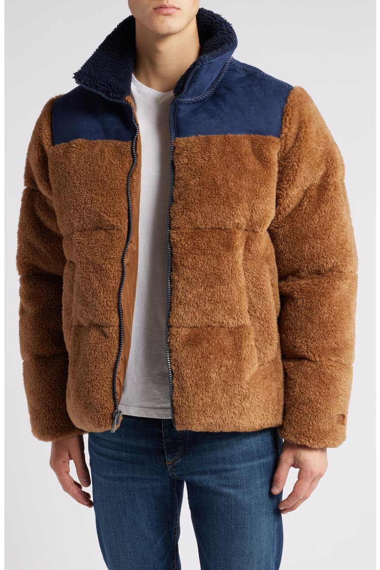 Emette UGGfluff Puffer Jacket, Main, color, CHESTNUT / MARINER