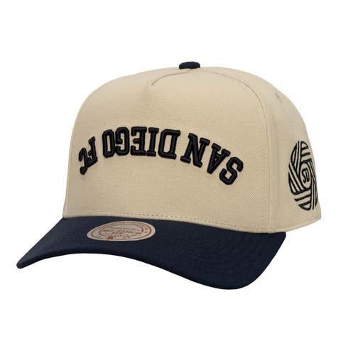 Men's Mitchell & Ness  Cream/Navy San Diego FC Upside Down Pro Pinch Snapback Hat