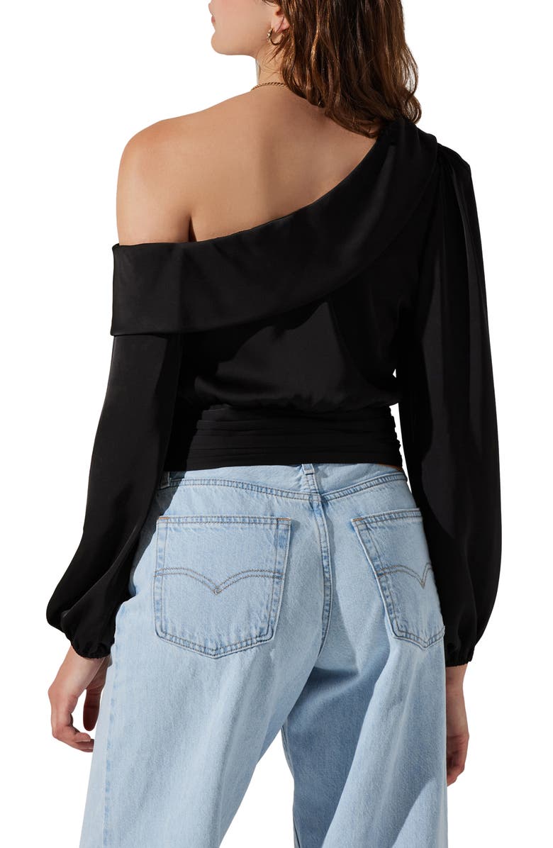 ASTR the Label Off the Shoulder Satin Blouse, Alternate, color, Black