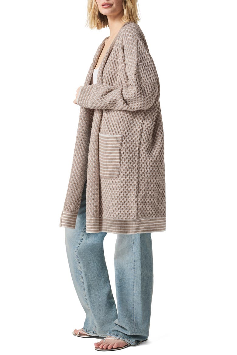 Davina Pattern Open Front Cardigan, Alternate, color, FAWN/ WHITE