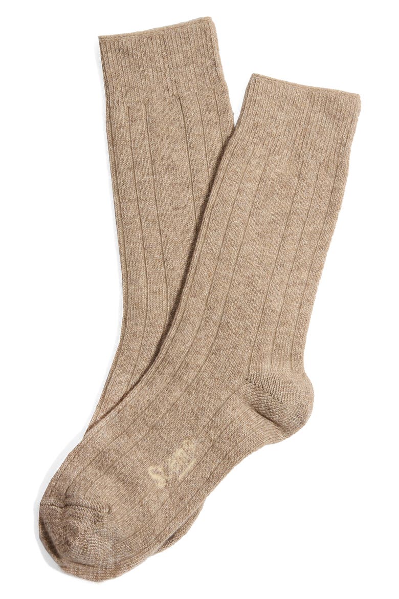 Luxe Merino Wool & Cashmere Blend Crew Socks, Alternate, color, OAT