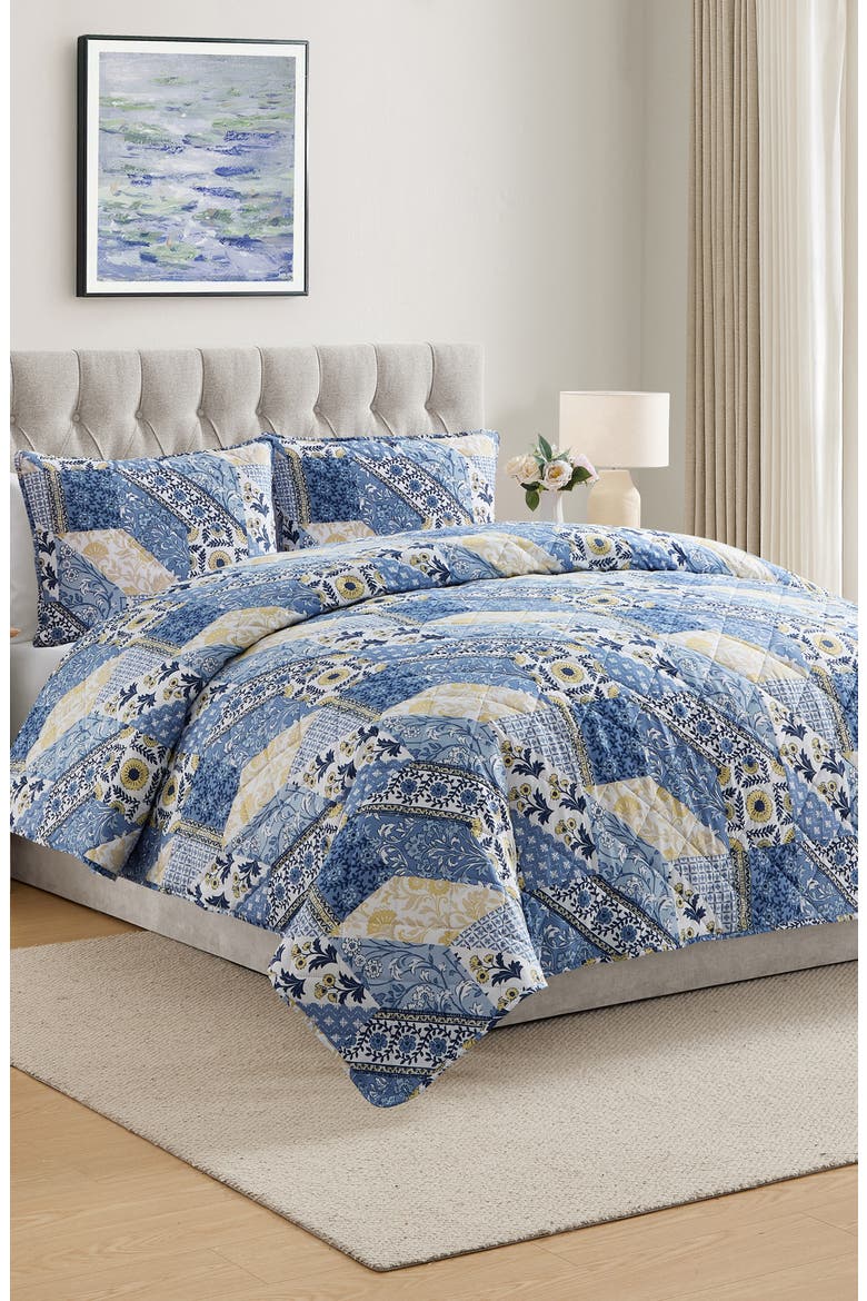 Joel 3-Piece Quilt Set, Alternate, color, BLUE/ YELLOW