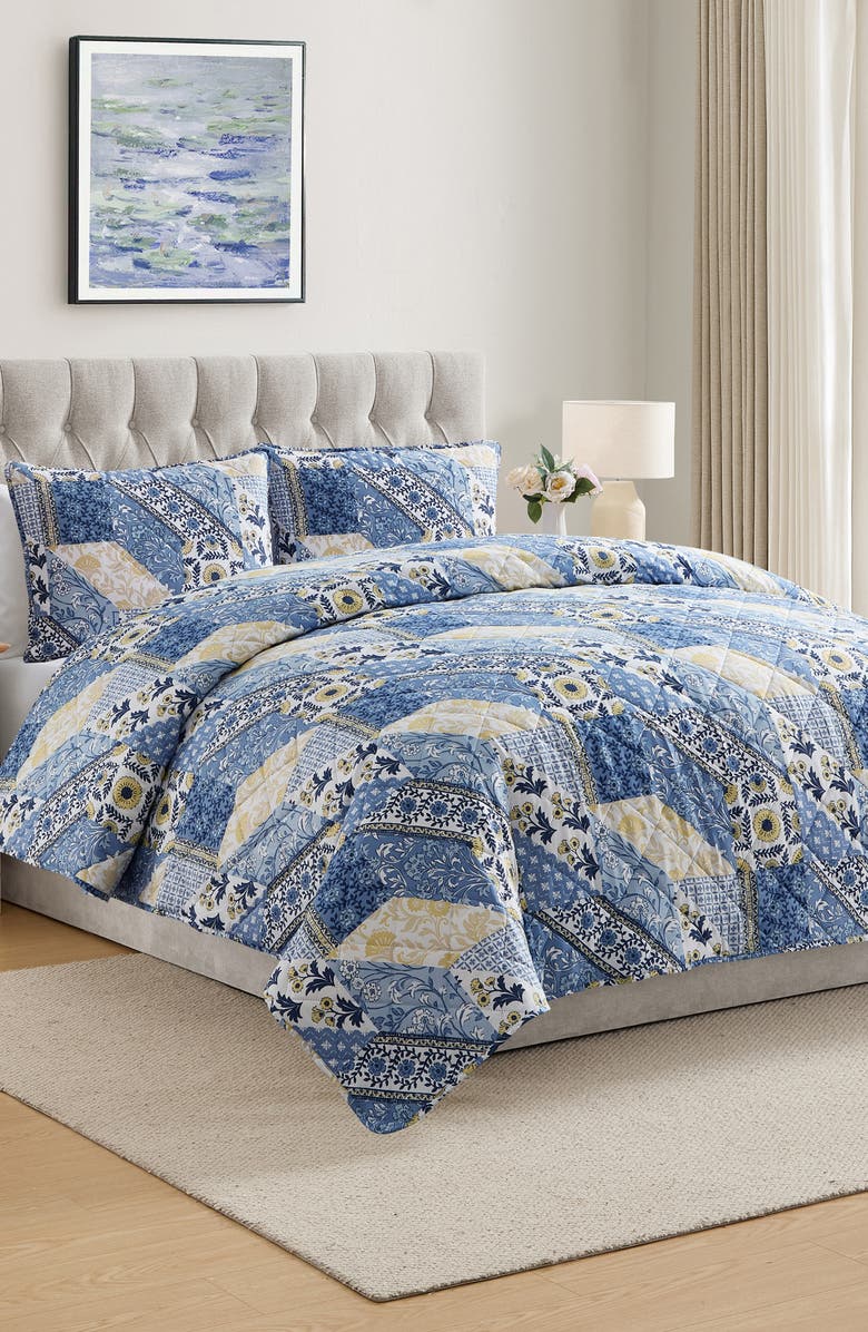 VCNY HOME Joel 3-Piece Quilt Set, Alternate, color, Blue/ Yellow