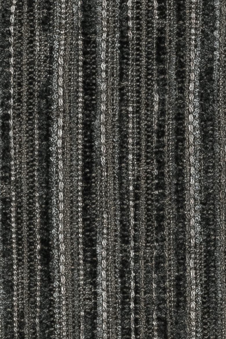 Luxe Stripe Chenille & Boucle textured Indoor & Outdoor Woven Accent Pillow, Alternate, color, Charcoal Square