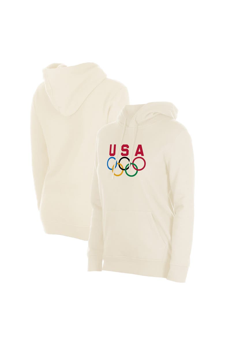New Era Women's New Era Cream Team USA 5 Rings Chrome Pullover Hoodie, Main, color, Cream