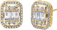 BY ADINA EDEN CZ Rectangular Halo Stud Earring