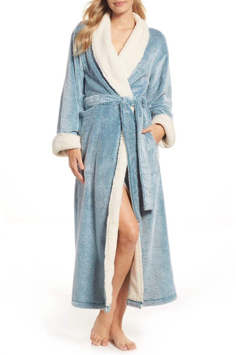 Plush Velour Robe, Main, color, LIGHT BLUE