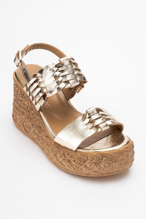 Forever & Always Shoes Olien Suede Leather Platform Espadrilles in Gold Leather at Nordstrom, Size 7