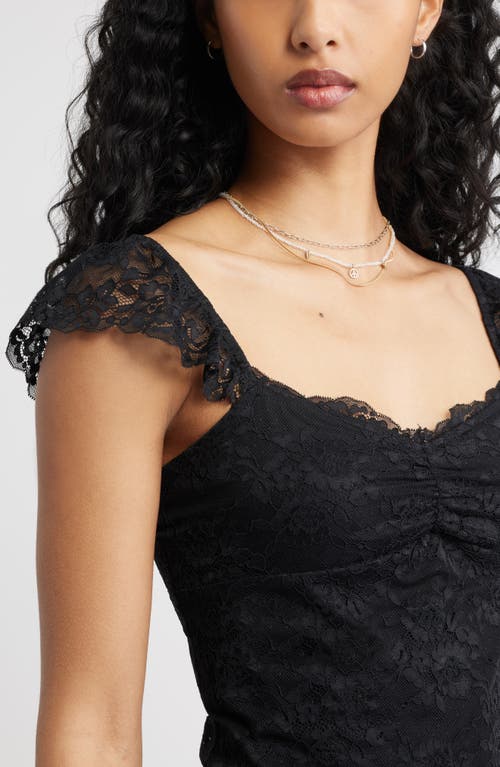 Bp. Cap Sleeve Lace Top In Black