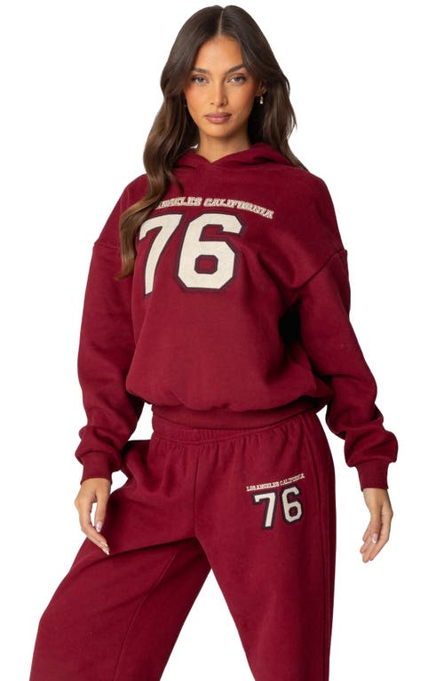 Shop Edikted 76 Cali Appliqué Graphic Hoodie In Burgundy