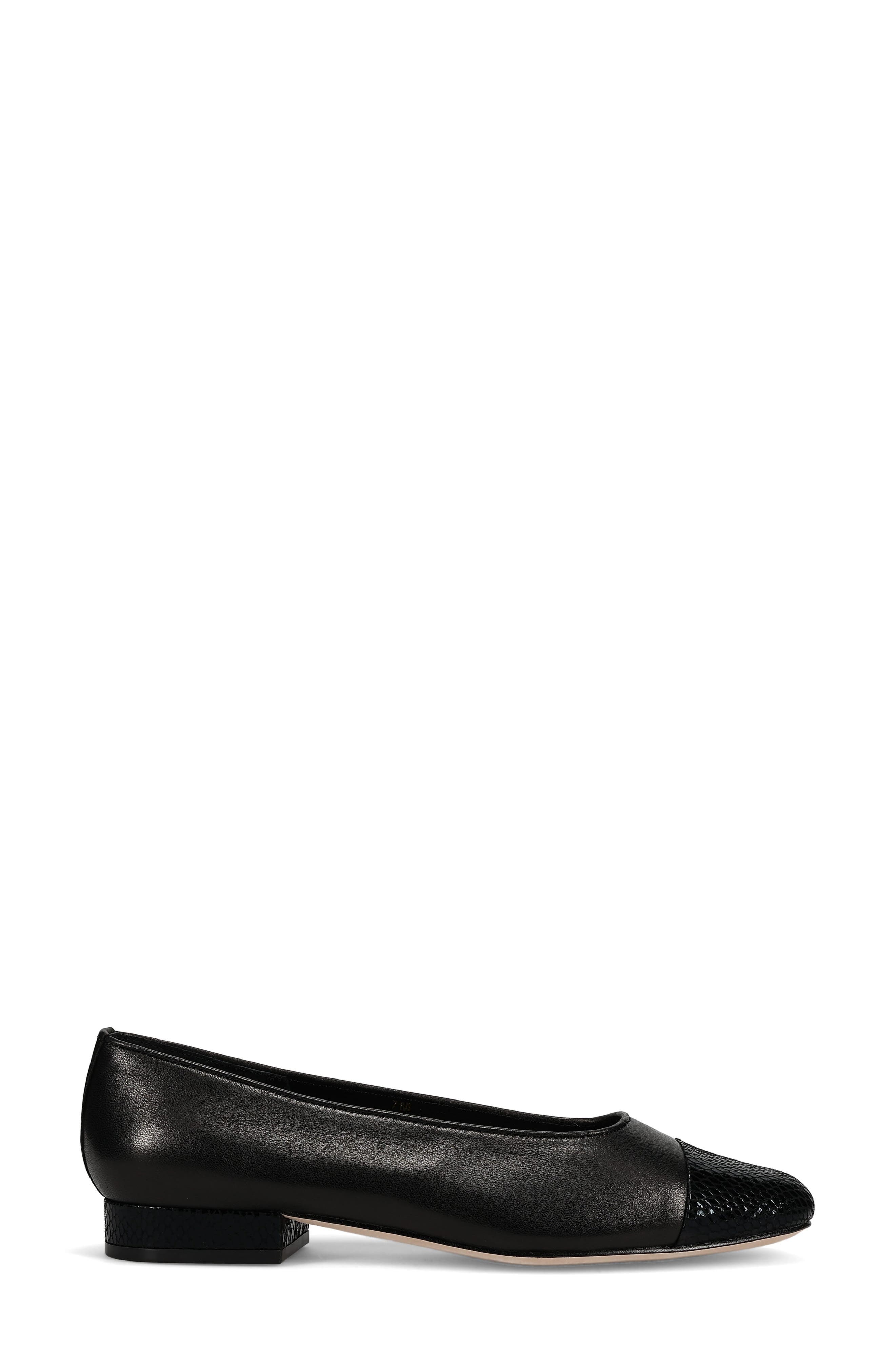 VANELi Cap Toe Flat, Alternate, color, Black Leather