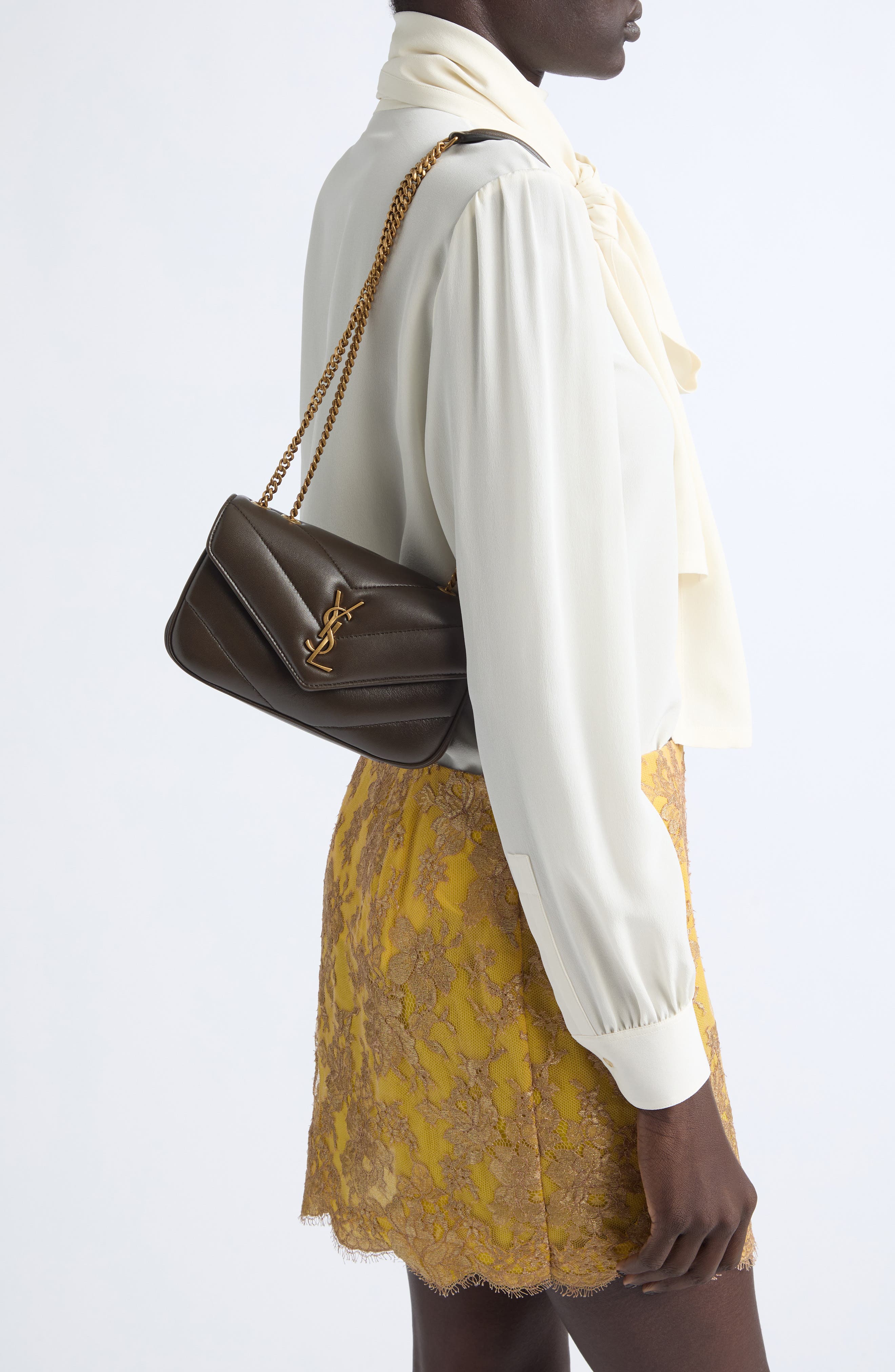 Mini Loulou Quilted Leather Shoulder Bag, Alternate, color, LIGHT MUSK