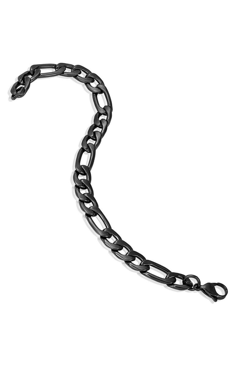 INVICTA Mens' Stainless Steel Figaro Chain Bracelet, Alternate, color, Black