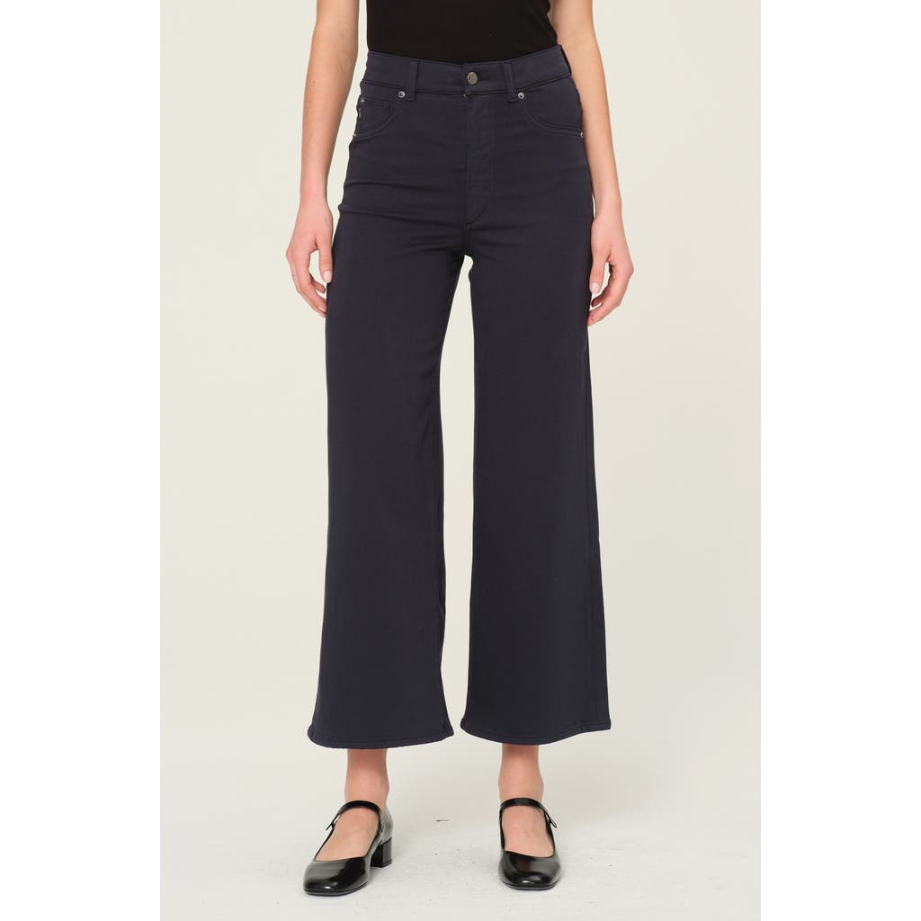 Dl1961 Hepburn High Waist Ankle Wide Leg Knit Jeans In Black