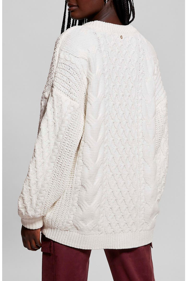 Aki Cable Knit Cardigan, Alternate, color, DOVE WHITE