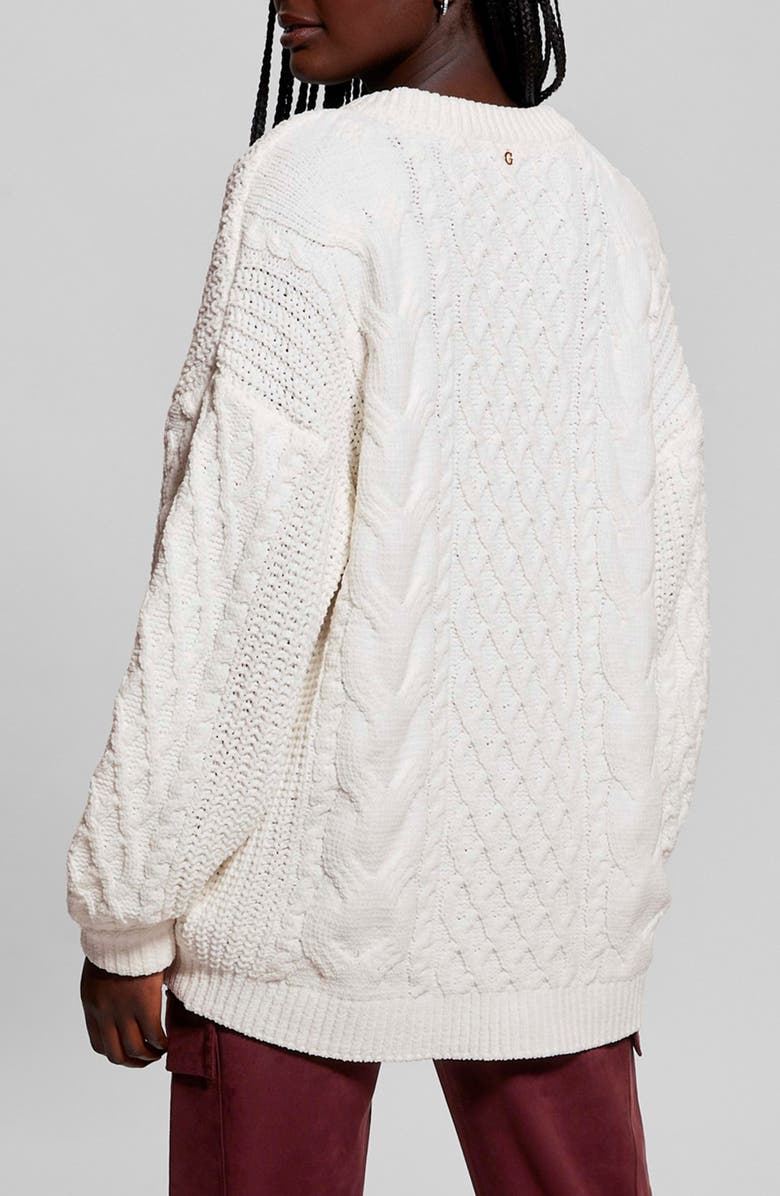 GUESS Aki Cable Knit Cardigan, Alternate, color, 