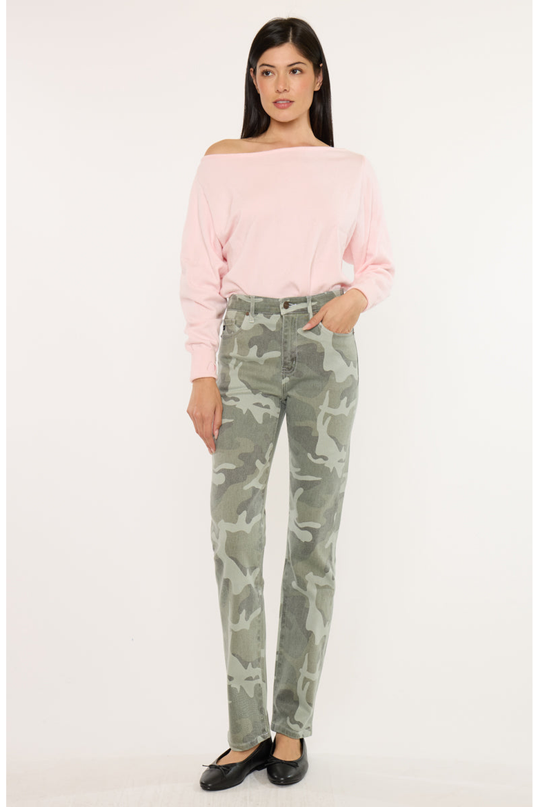 Allie High Rise Camo Straight Leg Jeans, Alternate, color, Camo