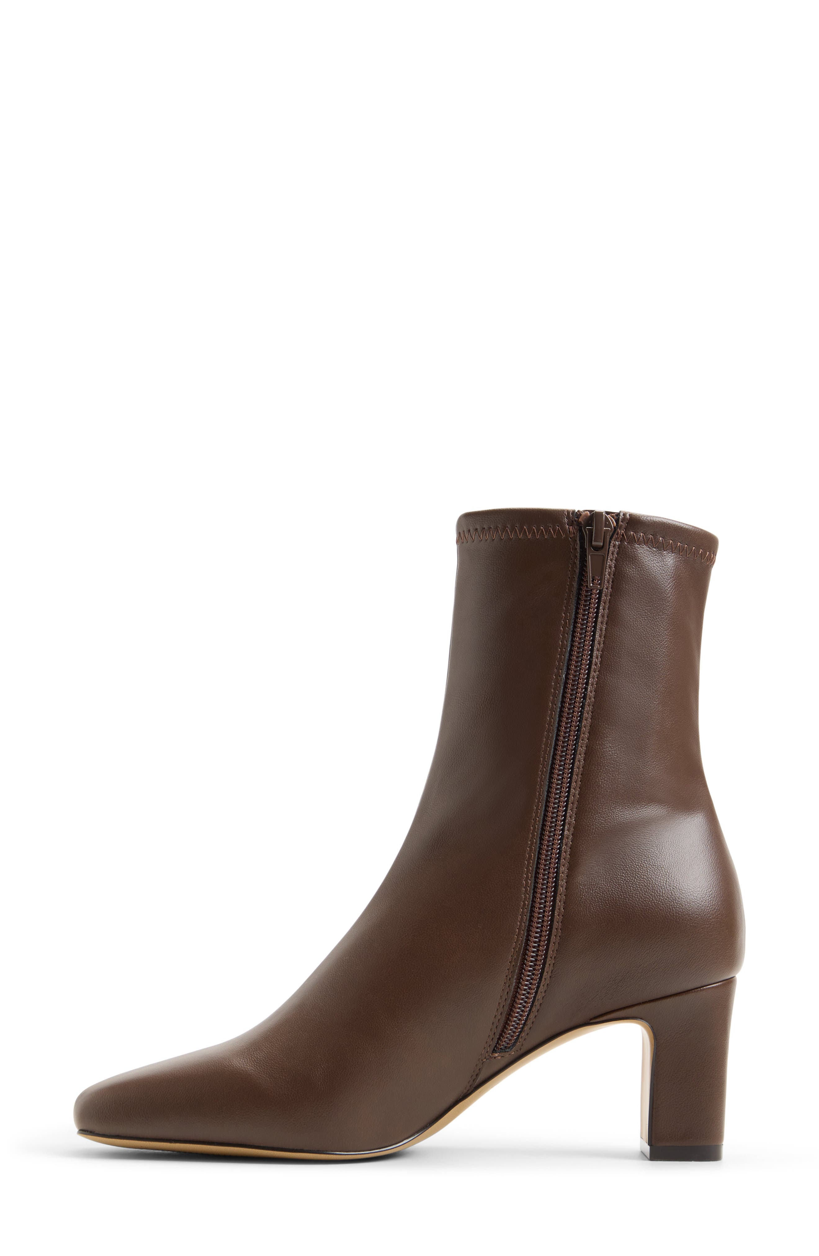 Kayia Faux Leather Bootie, Alternate, color, DARK BROWN