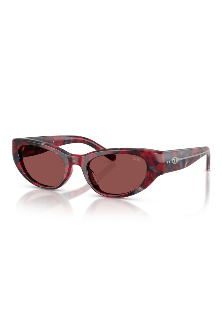 52mm Cat Eye Sunglasses, Alternate, color, RED HAVANA / DARK VIOLET