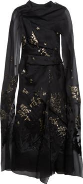 Erdem Drape Silk Blend Midi Cocktail Dress