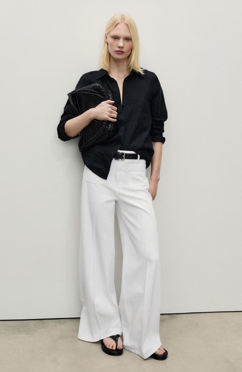 Mango Patch Pocket High Waist Wide Leg Jeans